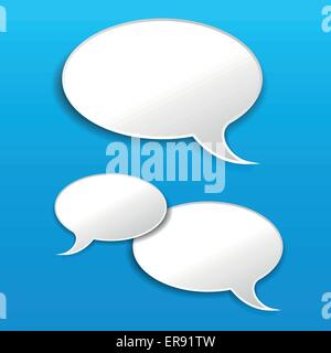 Vector illustration of three speech bubbles on blue background Stock Vector