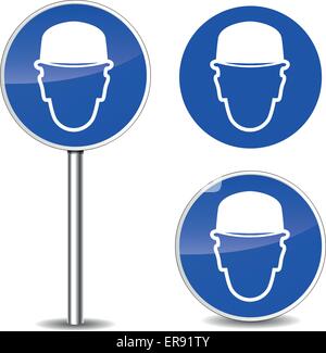 Vector illustration of helmet blue sign icons Stock Vector