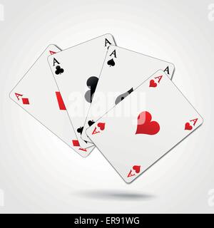 Vector illustration of four aces playing cards Stock Vector