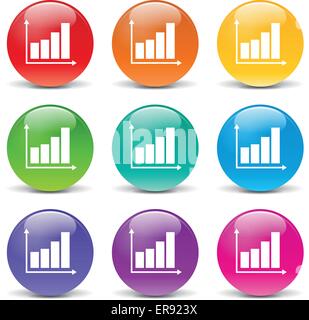Vector illustration of graph set icons on white background Stock Vector
