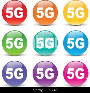 Vector illustration of 5g set icons on white background Stock Vector