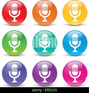 Vector illustration of microphone set icons on white background Stock Vector