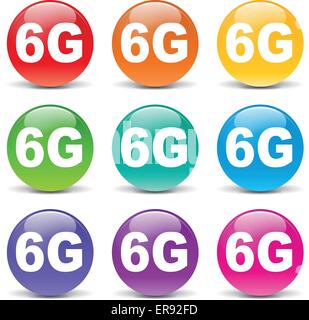 6g internet icon. icon for mobile phone or smart device.6th generation ...