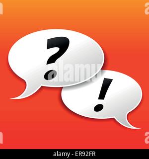 Vector illustration of questions speech bubbles on orange background Stock Vector