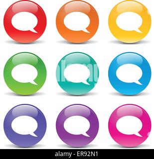 Vector illustration of speech bubble set icons on white background Stock Vector