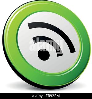 Vector illustration of green and black 3d wifi icon Stock Vector