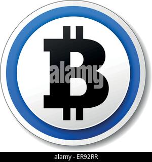 Vector illustration of blue and white bitcoin icon Stock Vector