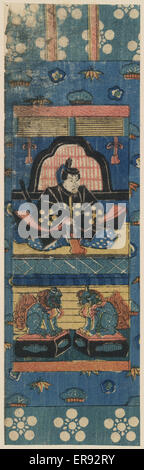 Printed miniature scroll painting of Tenjin turned to the ri Stock Photo