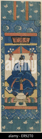 Printed miniature scroll painting of a deity at Tenman Shrin Stock Photo