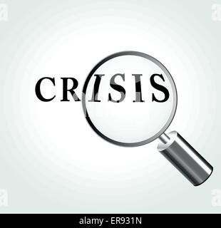 Vector illustration of crisis concept with magnifying Stock Vector