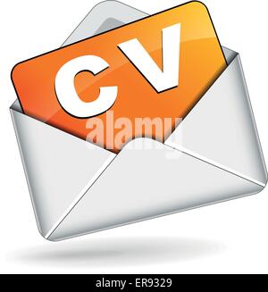 Vector illustration of mail envelope open with cv inside Stock Vector