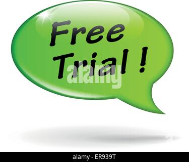 Vector illustration of green free trial speech bubble Stock Vector