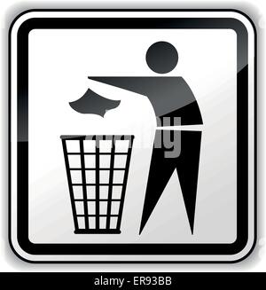 Vector illustration of trash icon on white background Stock Vector