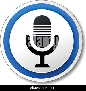 Vector illustration of blue and white microphone icon Stock Vector