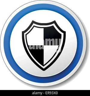 Vector illustration of blue and white shield icon Stock Vector
