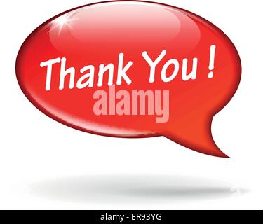 Vector illustration of red thank you speech bubble Stock Vector