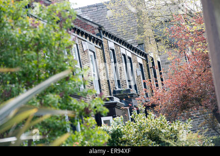 Terraced houses in a street in Barnsley Stock Photo