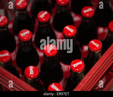 Cocaa cola crate bottles Stock Photo