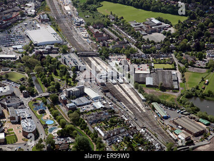 aerial view of Stafford railway station, UK Stock Photo