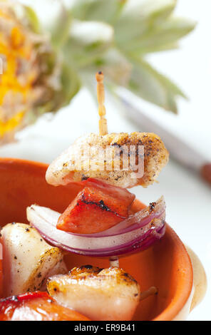 Mini grilled chicken skewers Stock Photo