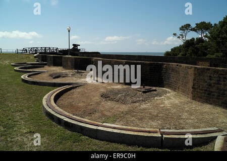 South flank firing stations at Fort Gaines, Alabama. 32 pounder canons were mounted on these emplacements. Stock Photo