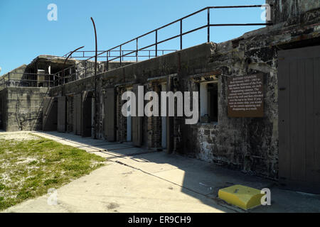 Battery Stanton within the walls of Fort Gaines at Dauphin Island, Alabama. Completed in 1903, it held three six-inch guns. Stock Photo