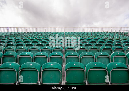 Empty green stadium seats Stock Photo