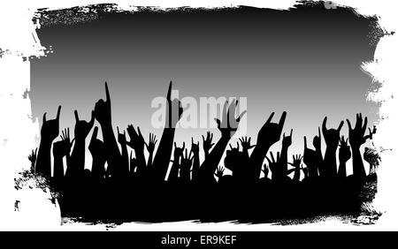 Hands raised in the air at a concert Stock Photo