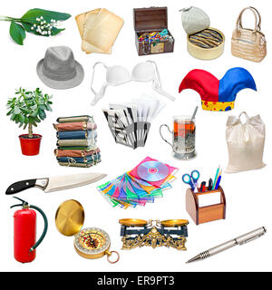 simple collage of isolated objects on white background Stock Photo