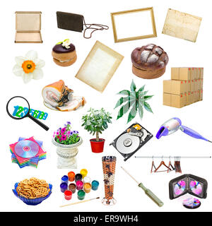 simple collage of isolated objects on white background Stock Photo