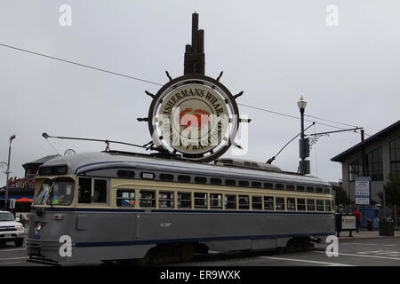 Fisherman's wharf San Francisco with a  tram Stock Photo