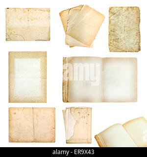 set of old vintage postcards isolated on white background Stock Photo