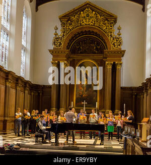 UK, England, Cambridge.  Choir Practice, St. John's College. Stock Photo
