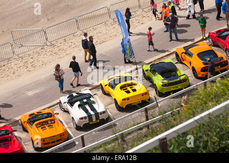 Bournemouth, UK. 30th May, 2015. The second day of the Bournemouth Wheels Festival. Admiring the Lotus cars on display. Credit:  Carolyn Jenkins/Alamy Live News Stock Photo