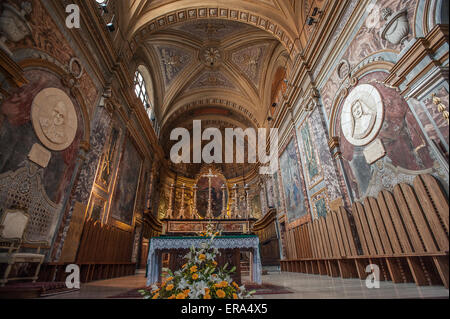 Italy Piedmont Canavese Via Francigena Ivrea Cathedral Nave and altair