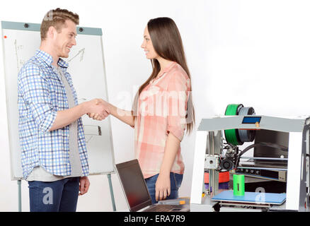 Two students working in laboratory Stock Photo