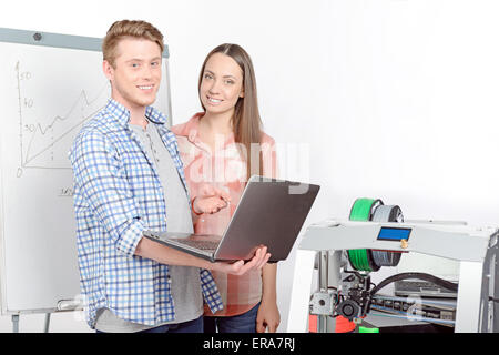 Two students working in laboratory Stock Photo