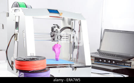 Three-dimensional printer during work Stock Photo