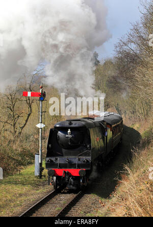 West Country Class Pacific Loco 'Wadebridge' heads into Bewdley on the Severn Valley Railway. The oldest surviving member of her Stock Photo