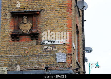 Sclater St street sign on brickwall Stock Photo