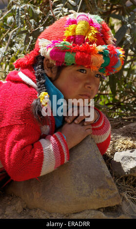 Young Quechua girl, Willoq, Urubamba Valley, Peru Stock Photo