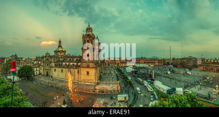 Zocalo square and Metropolitan cathedral of Mexico city Stock Photo