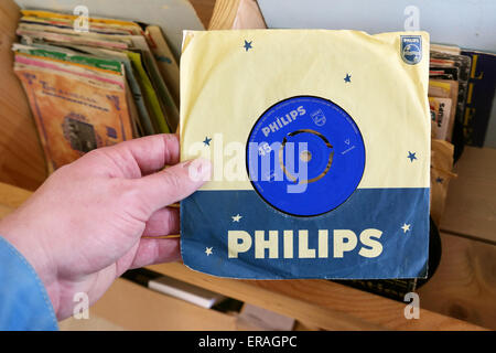 THE NETHERLANDS - MARCH 2015: Philips 45 rpm single record found in a second hand store. Philips Records is a record label. Stock Photo