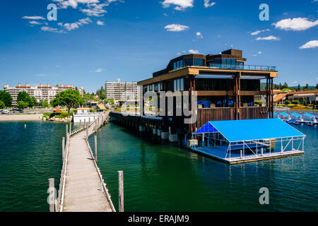 Buildings along Lake Coeur d'Alene, in Coeur d'Alene, Idaho. Stock Photo