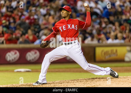 Arlington, Texas, USA. 30th May, 2015. Texas Rangers relief pitcher Alex Claudio (58) during the the Major League Baseball game between the Boston Red Sox and the Texas Rangers at Globe Life Park in Arlington, Texas. Tim Warner/CSM/Alamy Live News Stock Photo