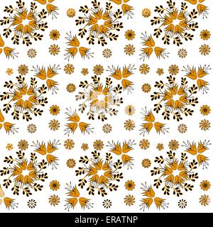 golden bell flowers on a white background,seamless Stock Vector