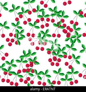 pattern of cherries on a white background, seamless Stock Vector
