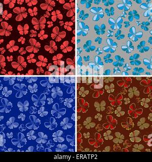 set of seamless patterns of butterflies Stock Vector