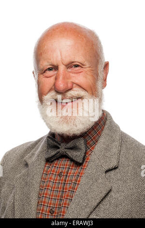 Old man with a big beard and a smile on white background Stock Photo