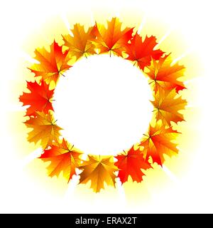 round frame of yellow maple leaves Stock Vector